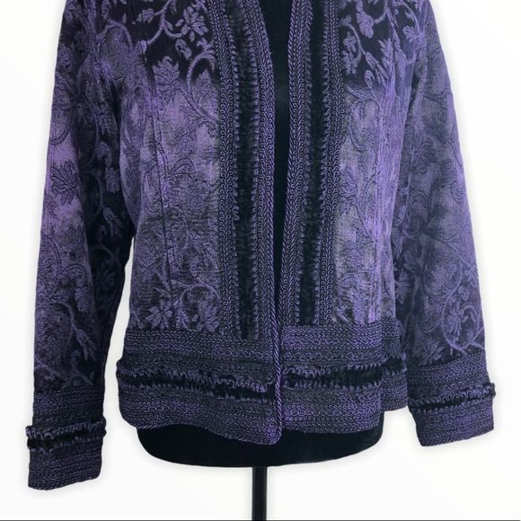 Coldwater Creek Rich Purple Tapestry Brocade Jacket size Petite Medium - Picture 4 of 14
